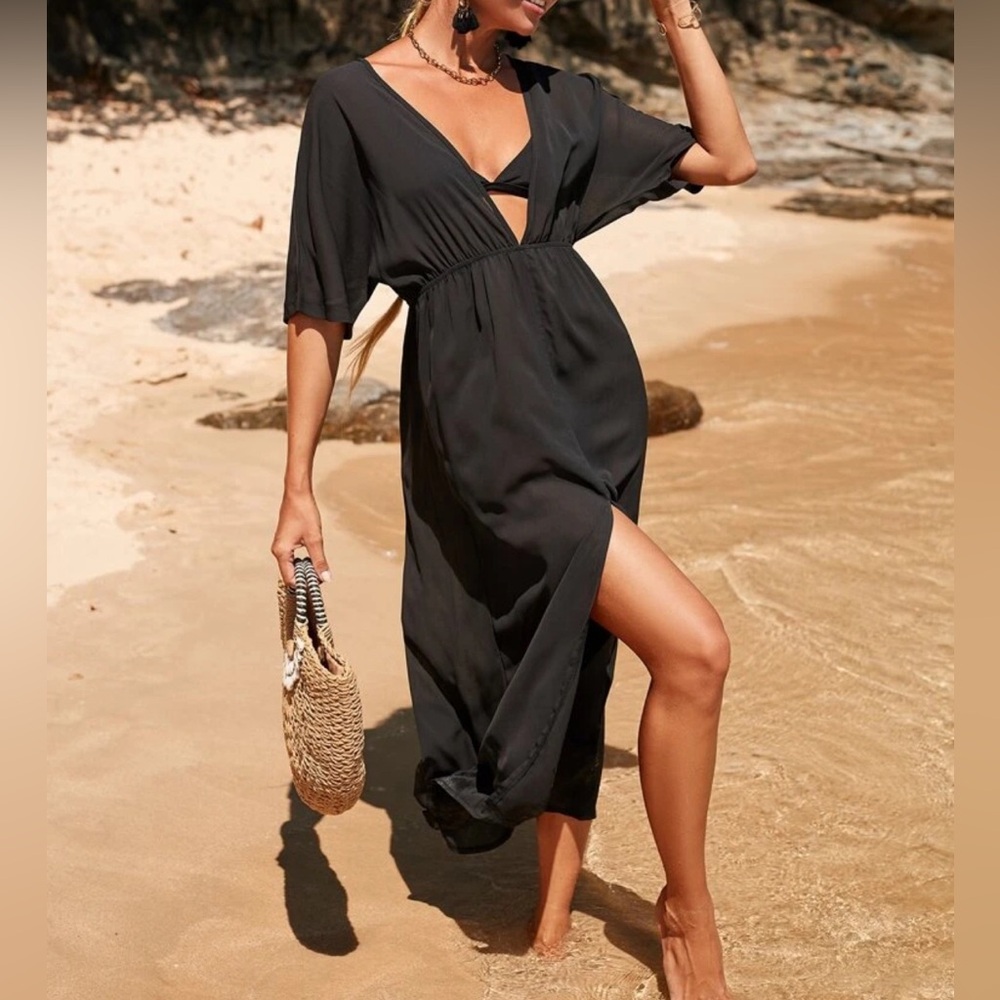 SHEIN- Black Long Coverup- Size Large